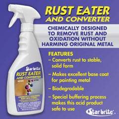 STAR BRITE before and after metal surface demonstrating rust conversion benefit