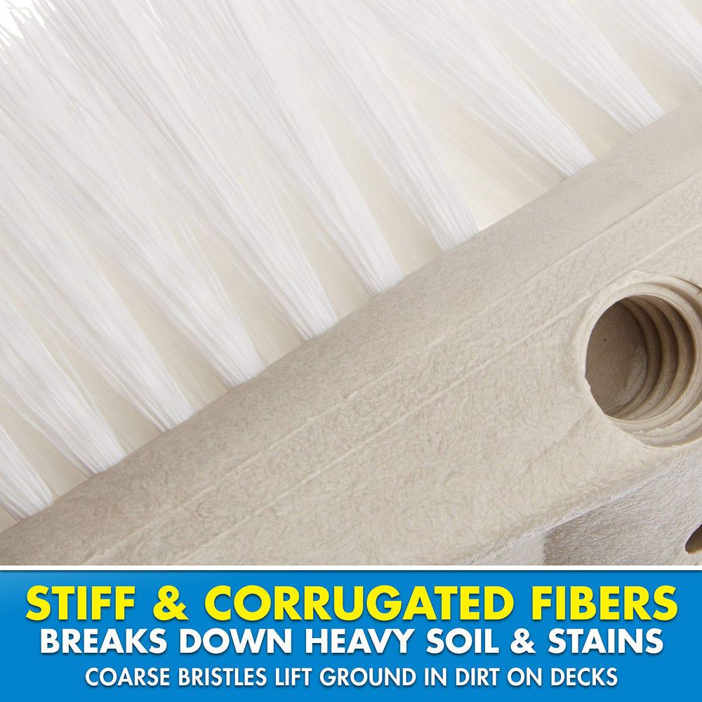 STAR BRITE brush in use on textured boat deck demonstrating effective grime removal