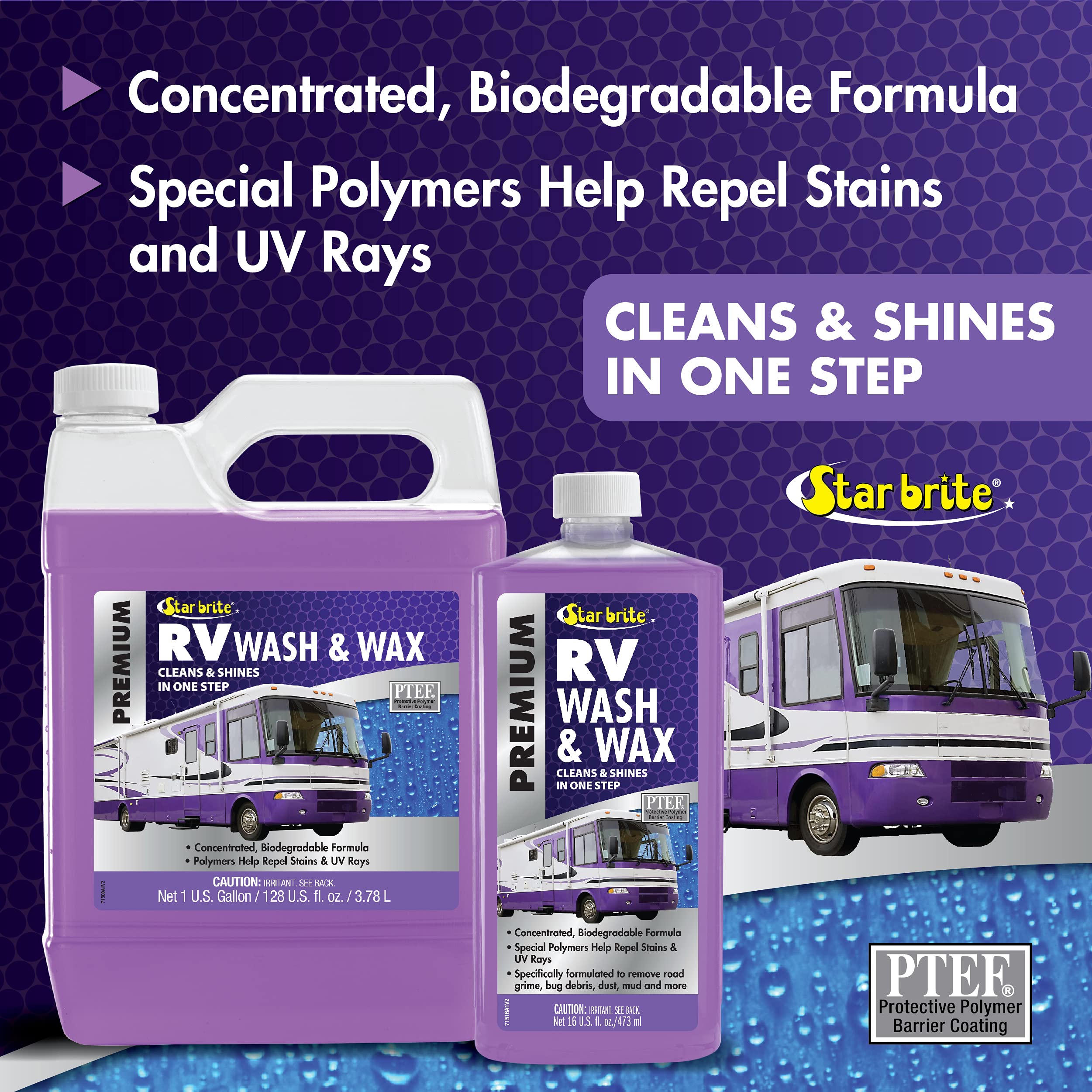 STAR BRITE cleaning RV side in use with visible dirt removal benefit