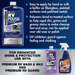STAR BRITE polished RV surface with water beading to repel grime