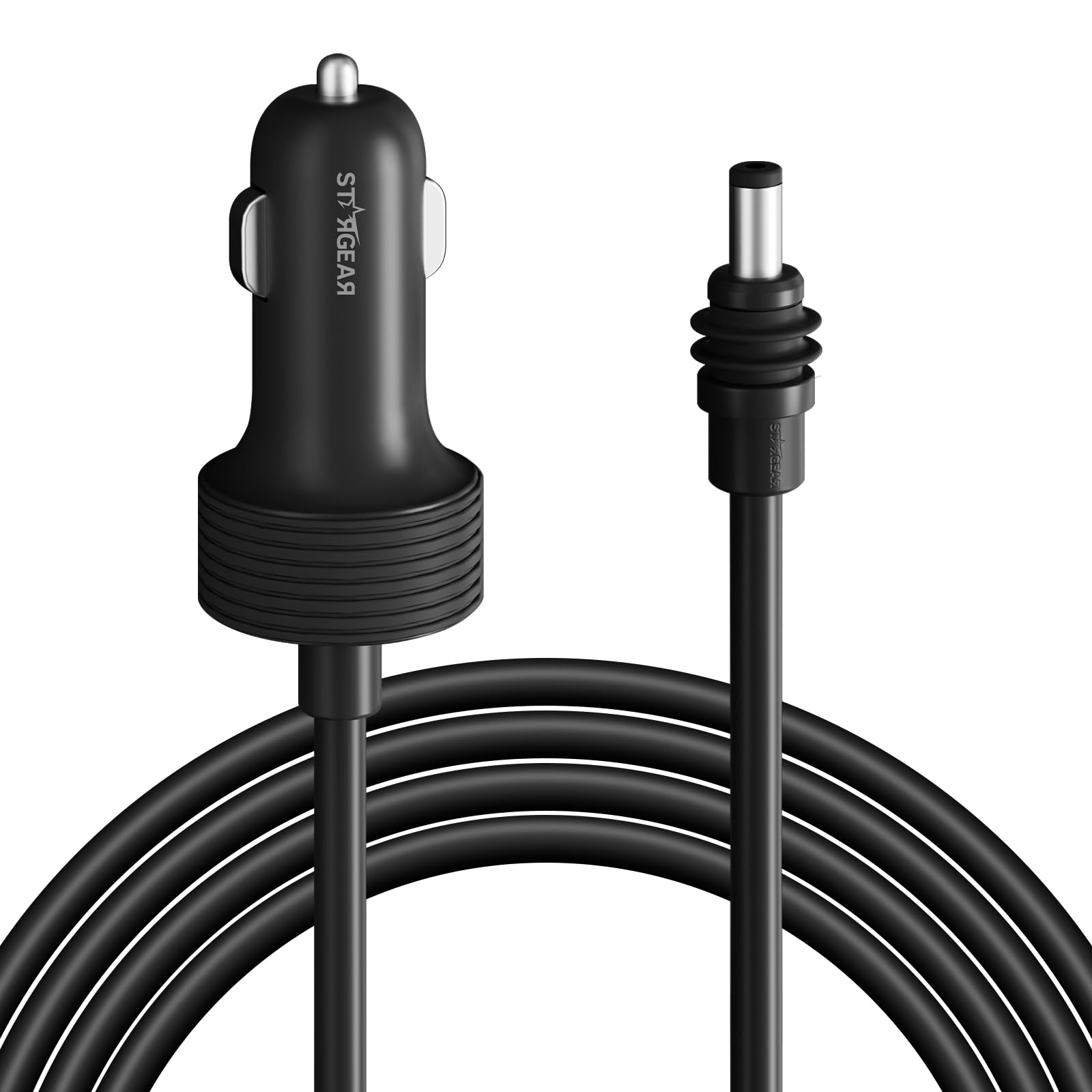 STARGEAR cable beside smartphone showing scale and easy vehicle storage benefit