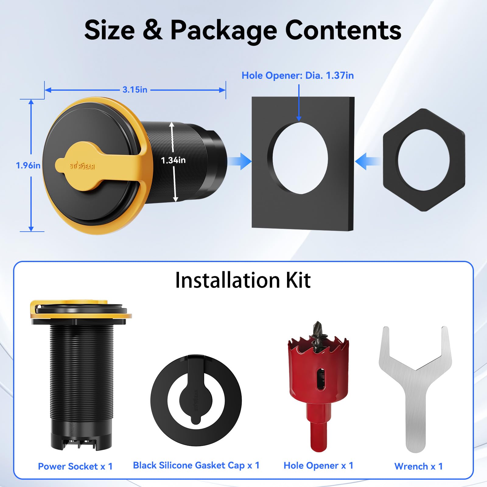 STARGEAR wrench and hole opener kit, tools included for easier installation benefit