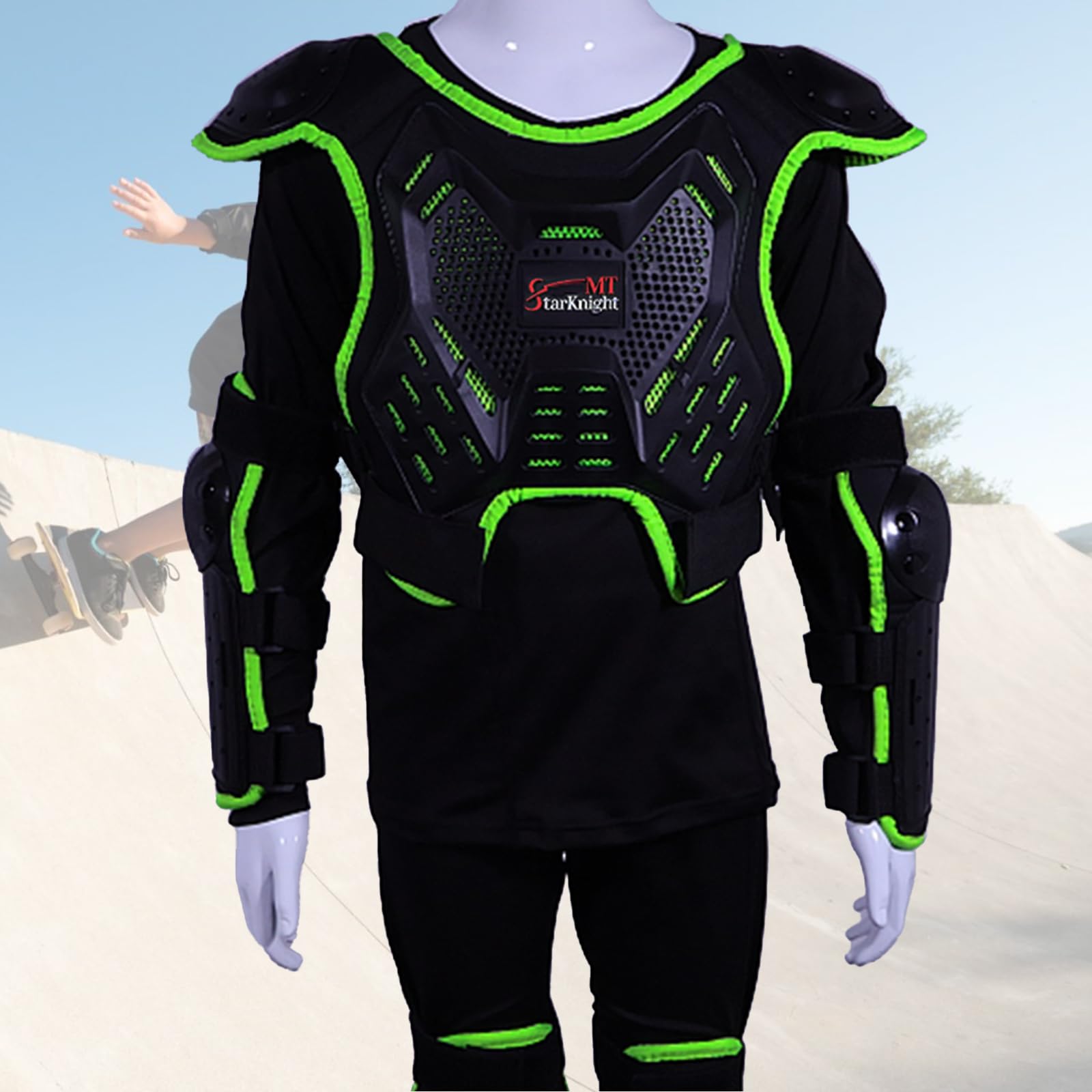 StarknightMT child riding with gear showcasing protection and confident movement