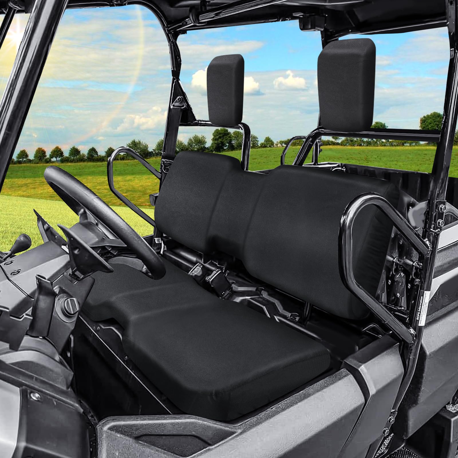 StarknightMT cover on seat with measuring tool showing accurate fit