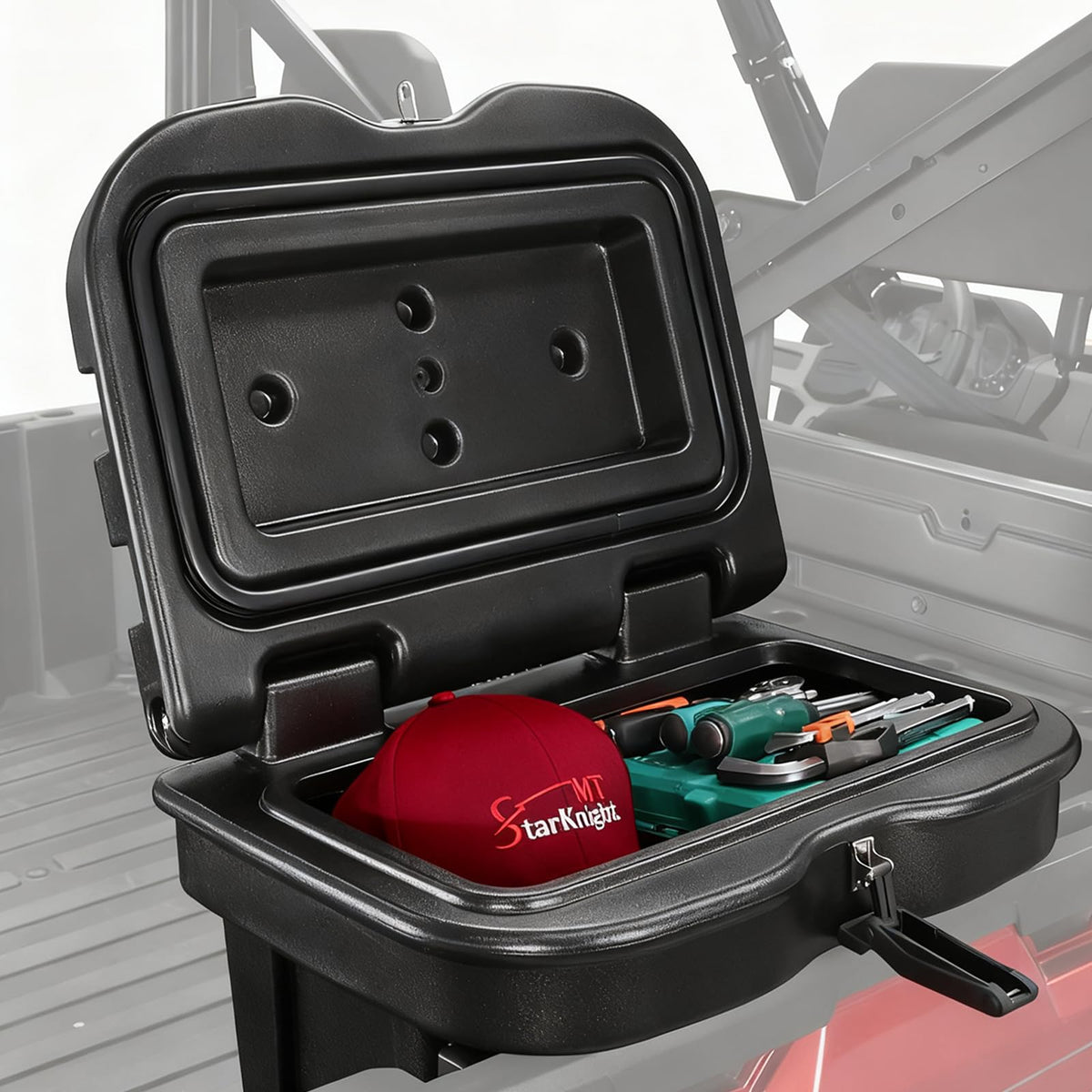 StarknightMT front view of UTV bed box showing compact secure design benefit