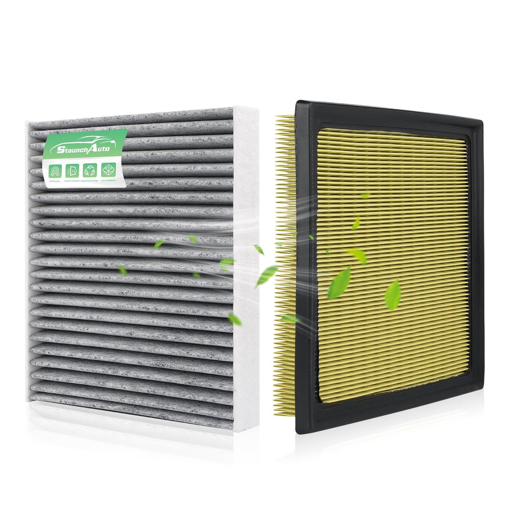 StaunchAuto front packaging showing both engine and cabin filters and clear fitment benefit