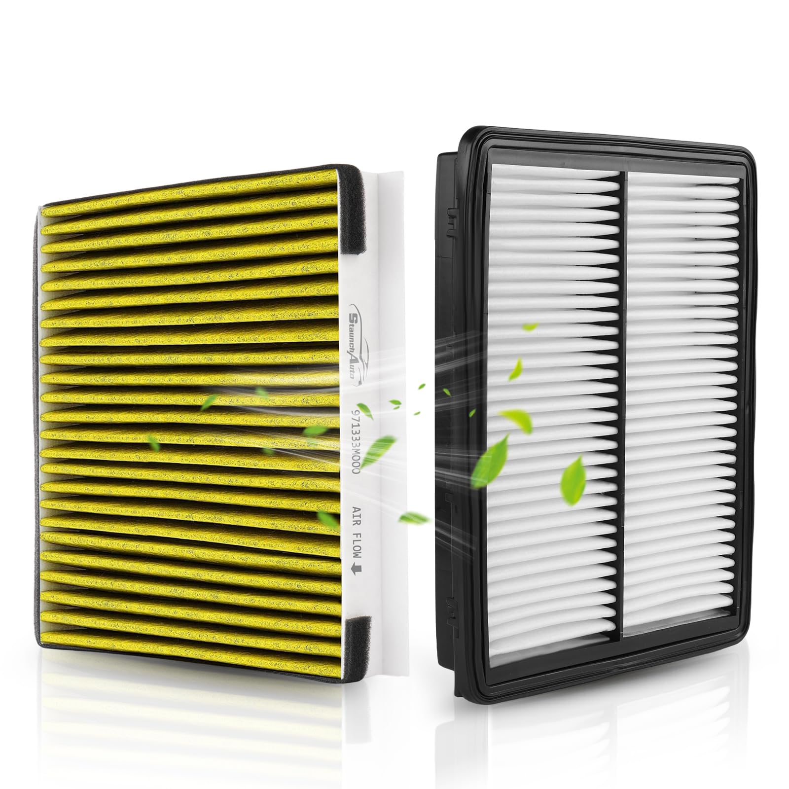 StaunchAuto engine filter front view, durable frame and long life benefit