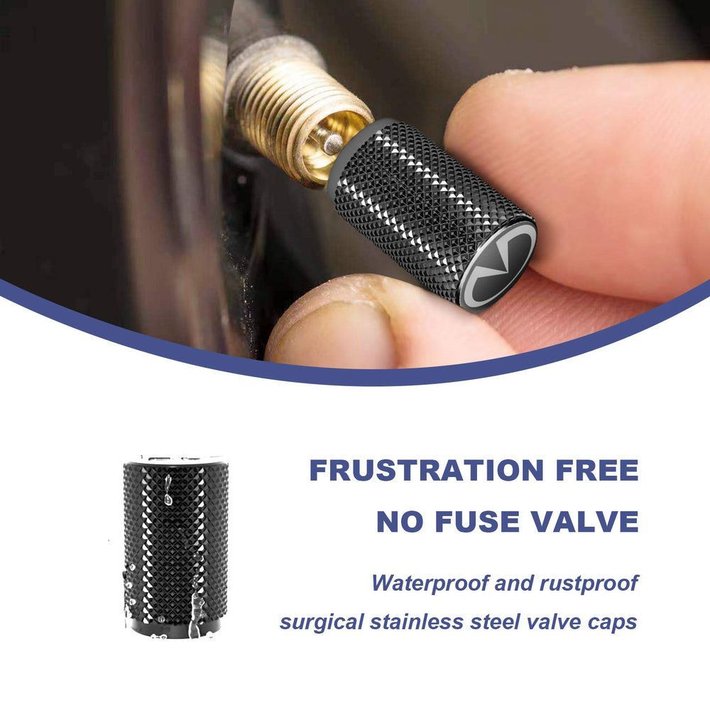 STEEL HAWK valve cap fitted on tire stem preventing dirt and moisture