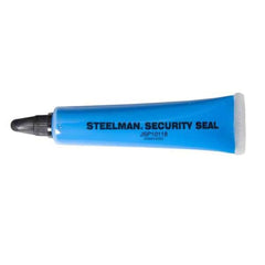 Steelman front packaging showing ten bright blue 1-ounce tubes for visible seals