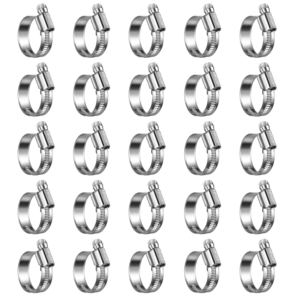 Steelsoft front packaging showing 25 clamps and clear size range, reliable bulk supply