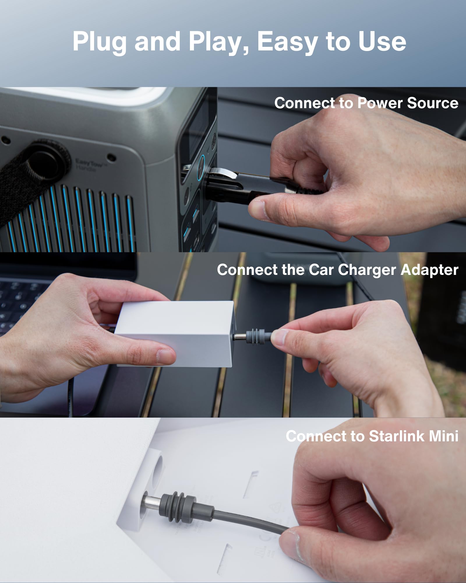 Steinwhale adapter powering Starlink Mini with long cable benefit distant placement