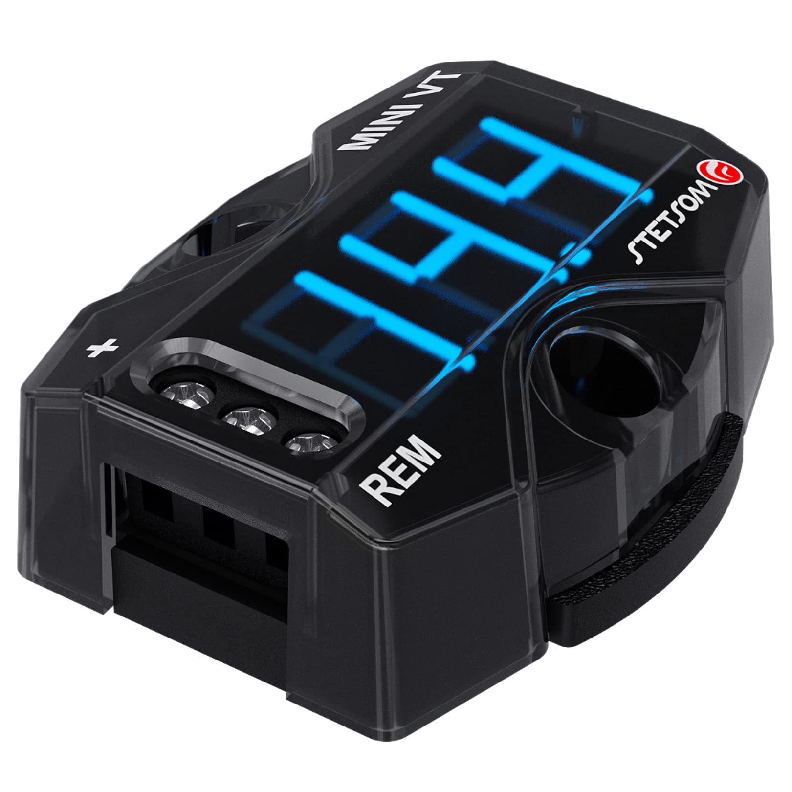 Stetsom MiniVT mounted on a car dashboard providing accessible battery monitoring