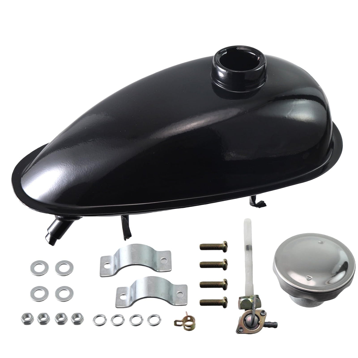 sthus front view of 4L fuel tank showing shape and mounting, easy replacement