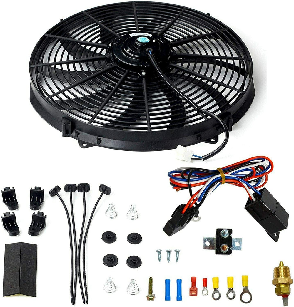 STMGW 16-inch fan front view showing full blade sweep and strong airflow benefit