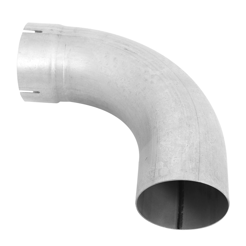 STMGW elbow installed on vehicle exhaust illustrating routing around chassis