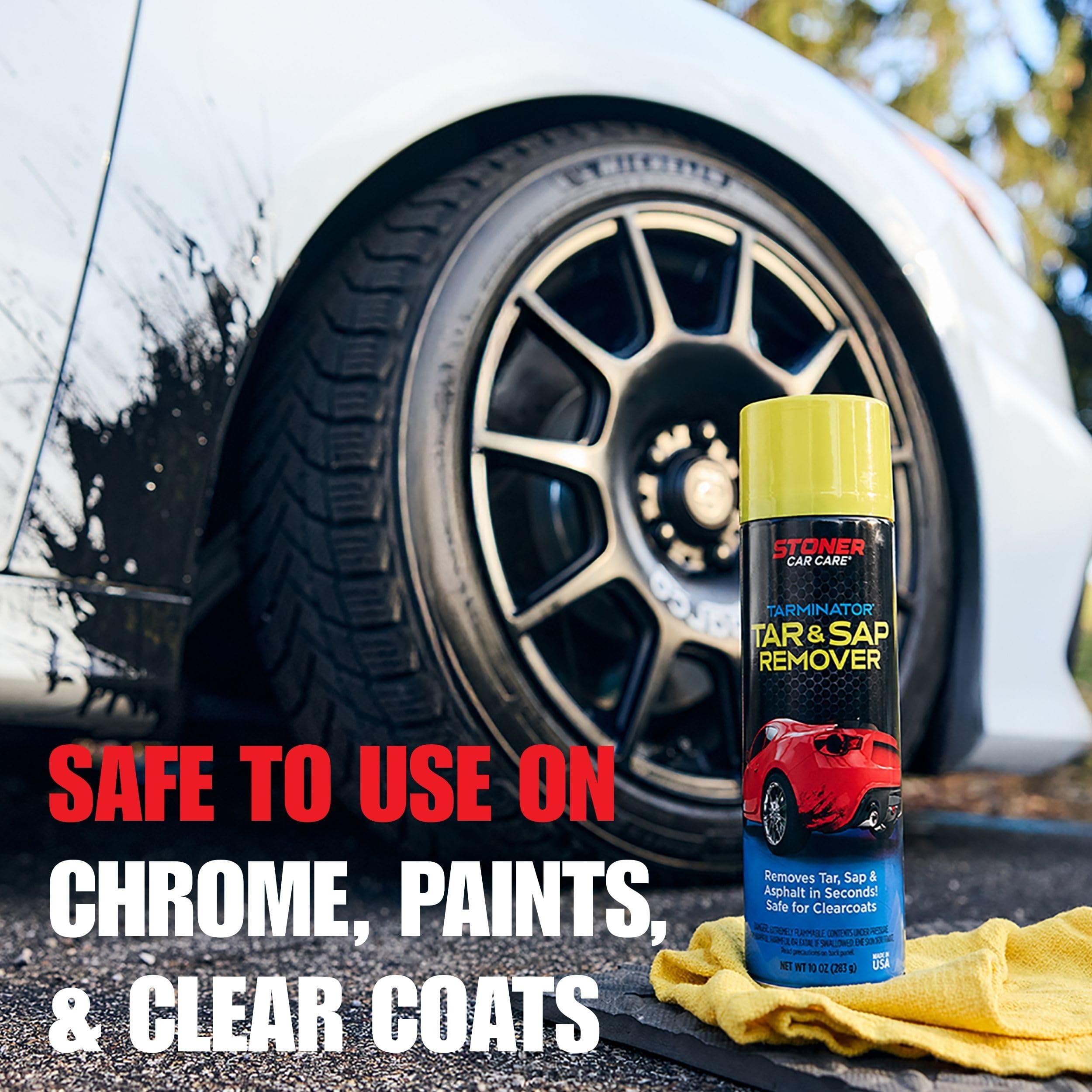 Stoner Car Care texture on gloved hand illustrating easy wipe-off