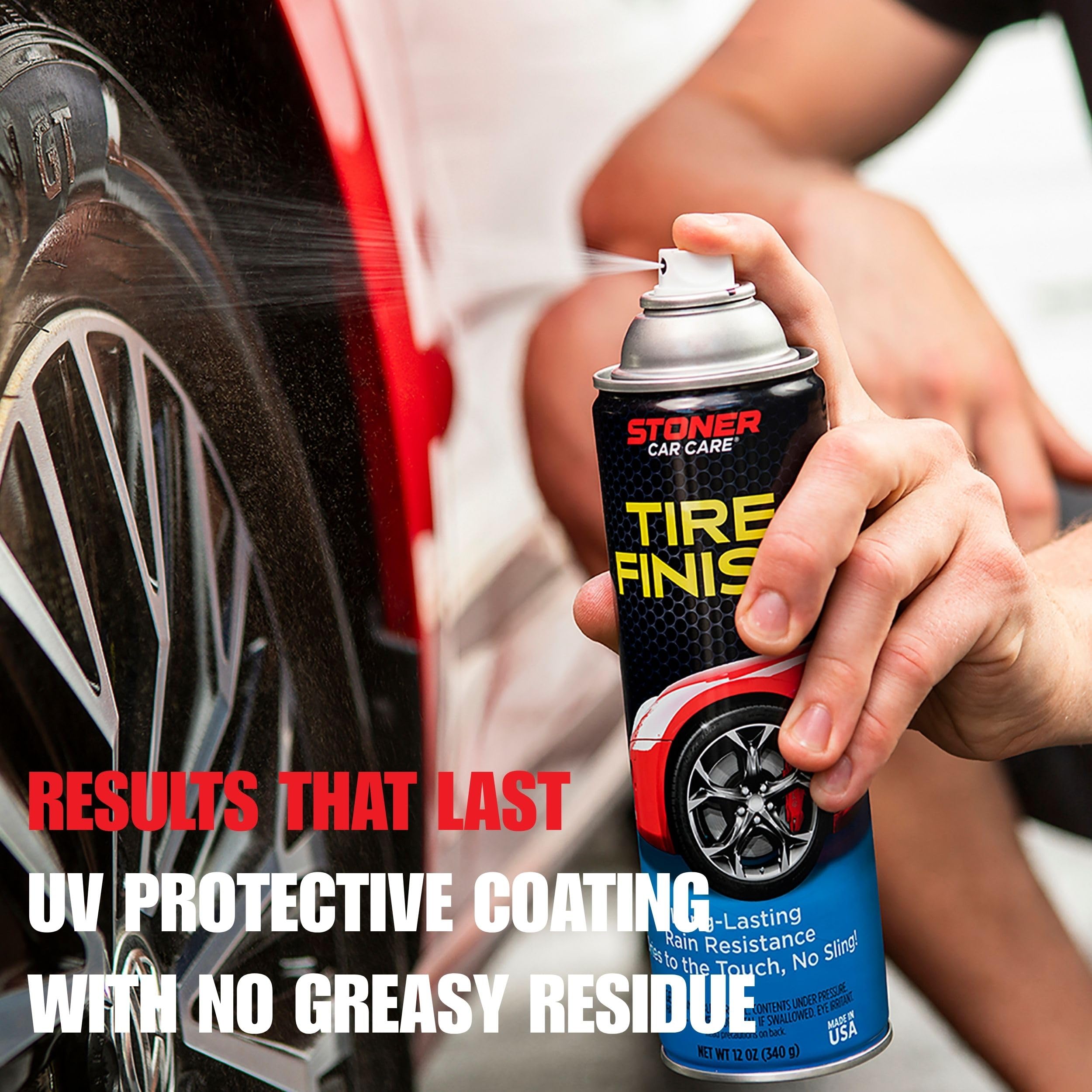 Stoner Car Care applied to a car wheel demonstrating clean, showroom appearance