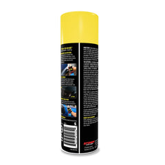 Stoner Car Care aerosol mid-spray demonstrating precise delivery and low-sling benefit