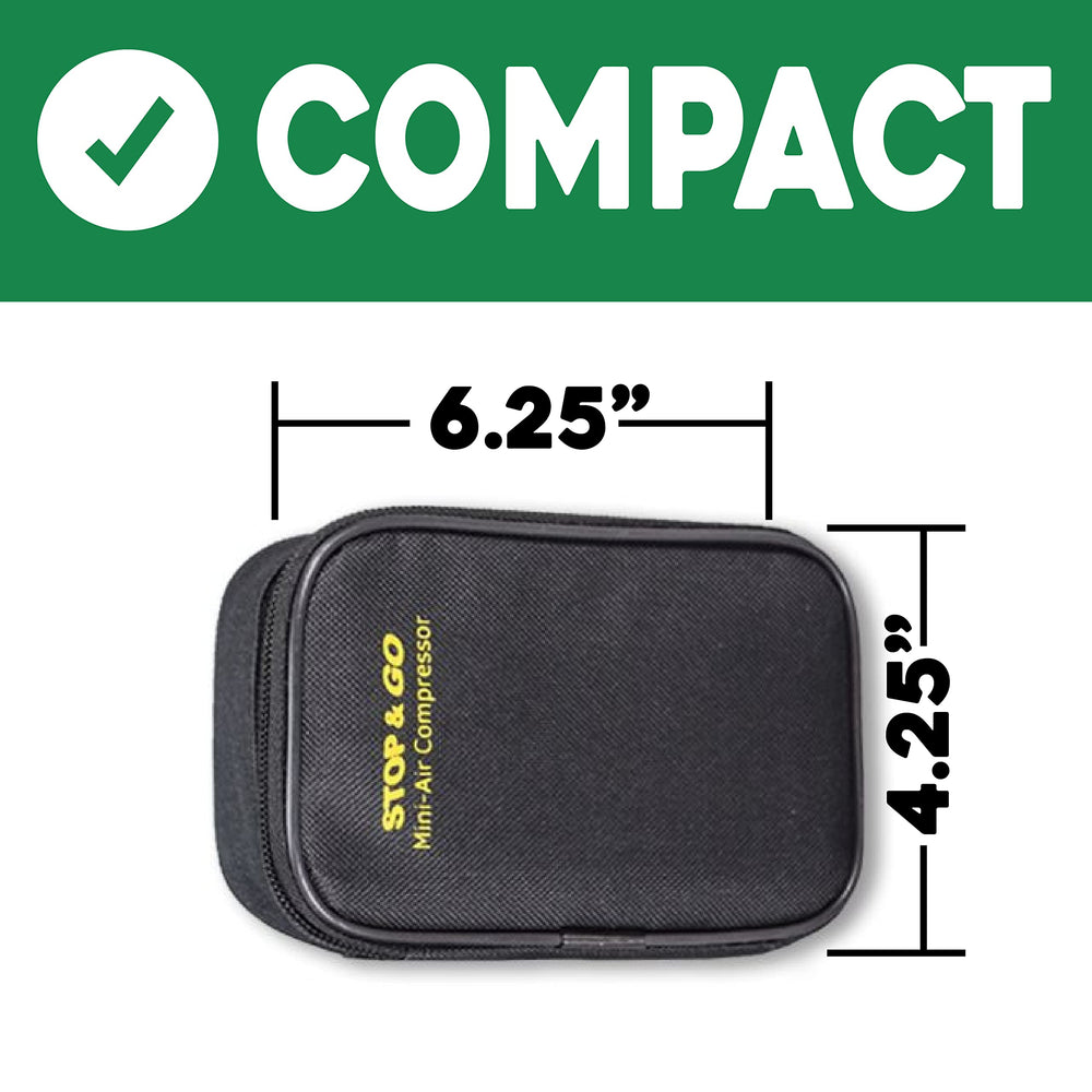 Stop & Go built-in LED light illuminating valve area for safe nighttime tire repairs