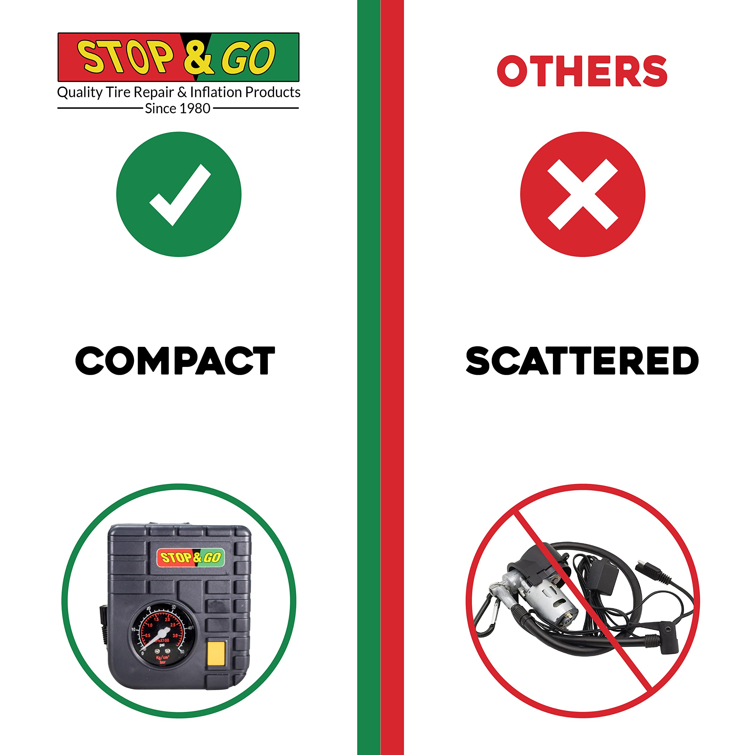 Stop & Go stored inside included small canvas bag for tidy transport and protection