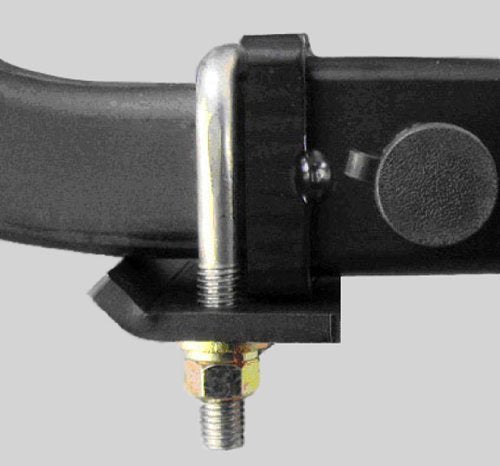StowAway close-up of powder-coated plate and stainless U-bolt showing corrosion resistance