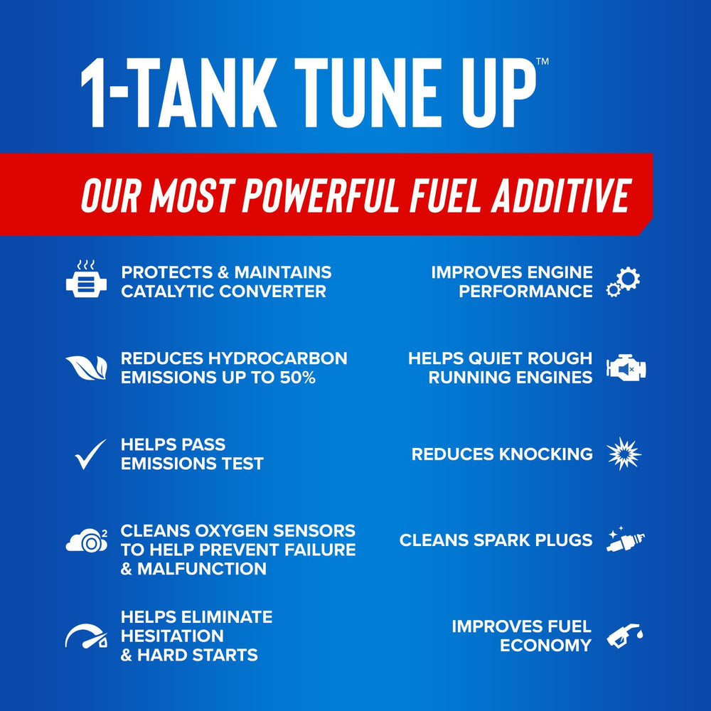 STP on car hood after treatment showing improved engine performance