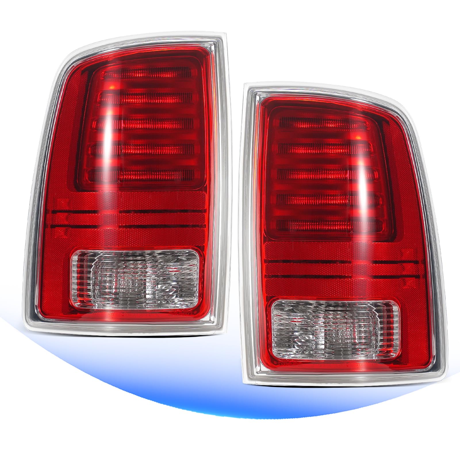 STRECOS front assembly pair showing clear lens and chrome housing, restoring factory look