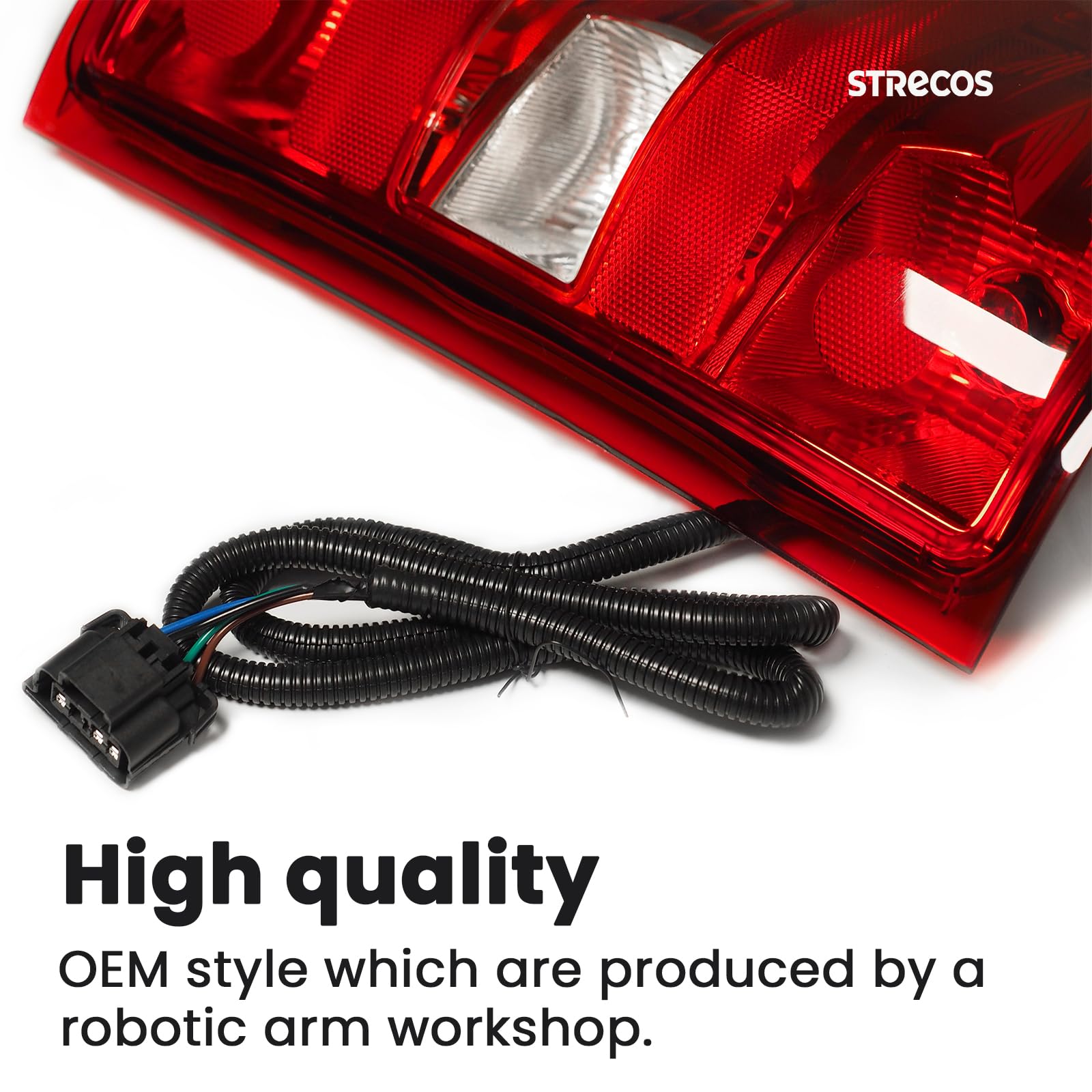 STRECOS tail light installed on Silverado rear demonstrating direct-fit convenience