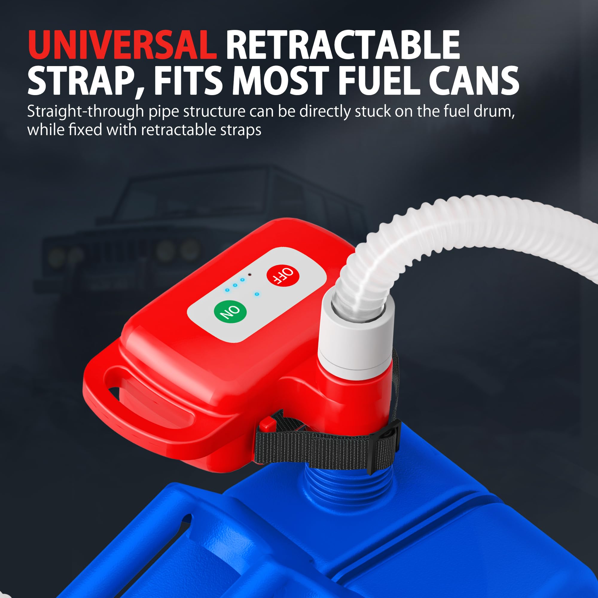 STRONIX pump beside standard drum showing compact scale and portability