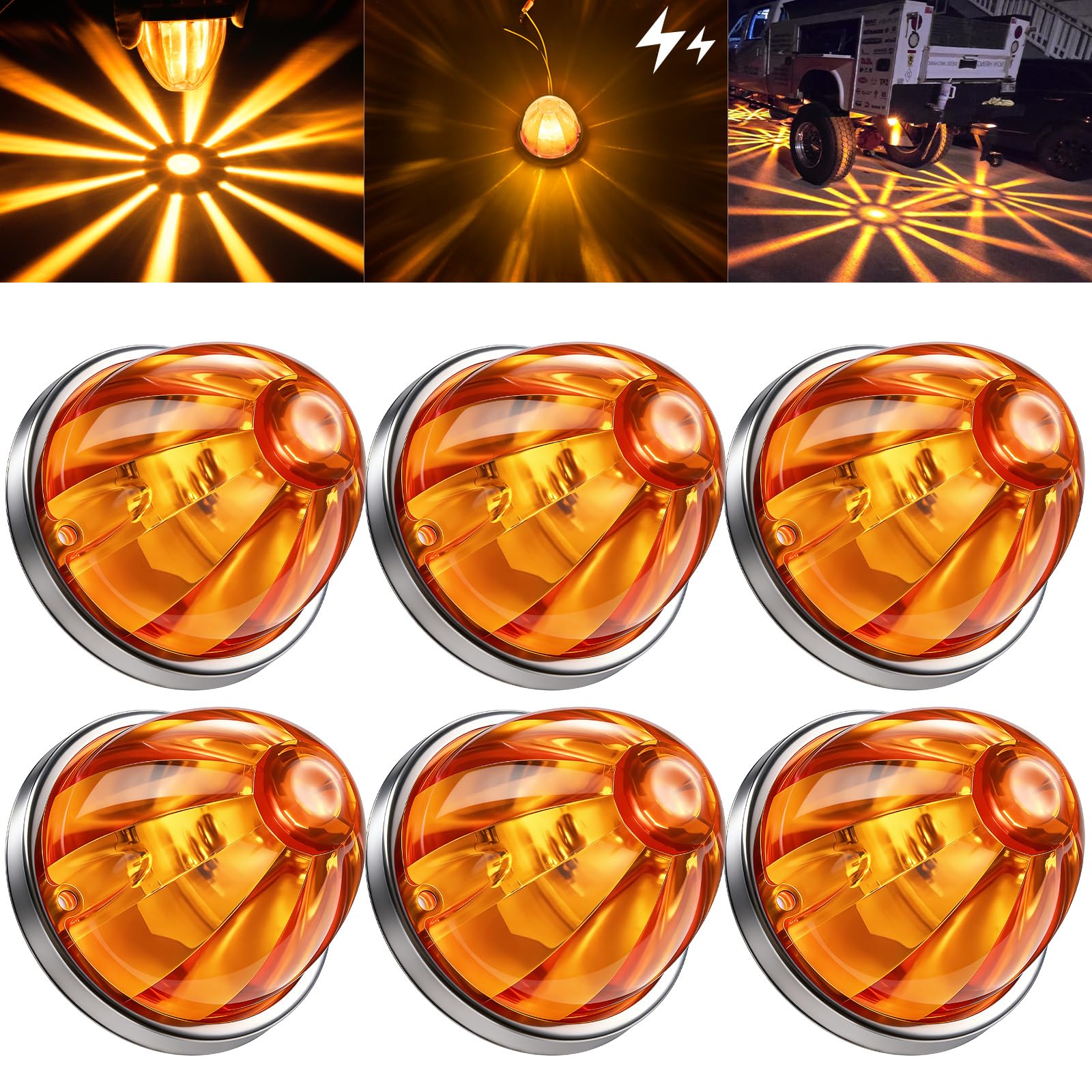 Suacopzar six amber watermelon lights laid out showing complete kit for fleet upgrades