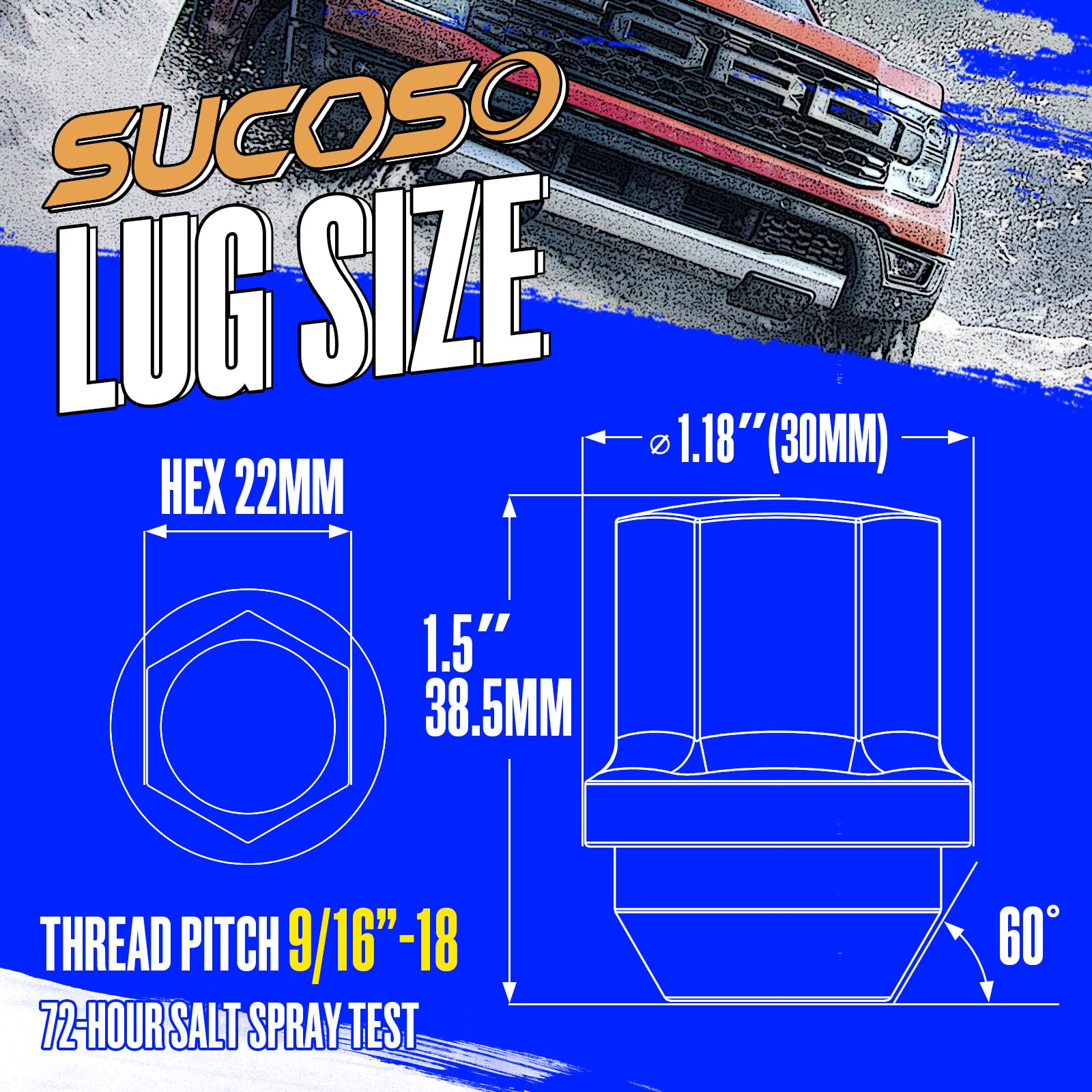 sucoso close-up of 9/16-18 threads and 60° cone seat for accurate fit