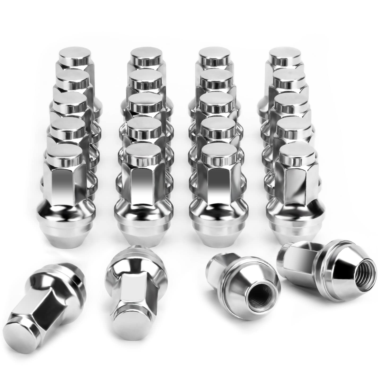 SUCOSO front view of chrome lug nut set highlighting OEM fit
