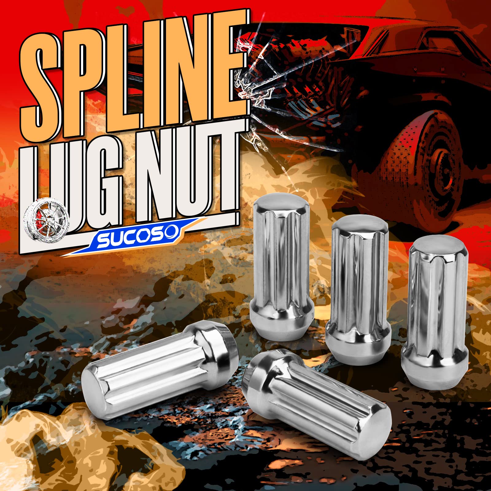 SUCOSO lifestyle shot of a truck wheel with lug nuts adding durability and shine