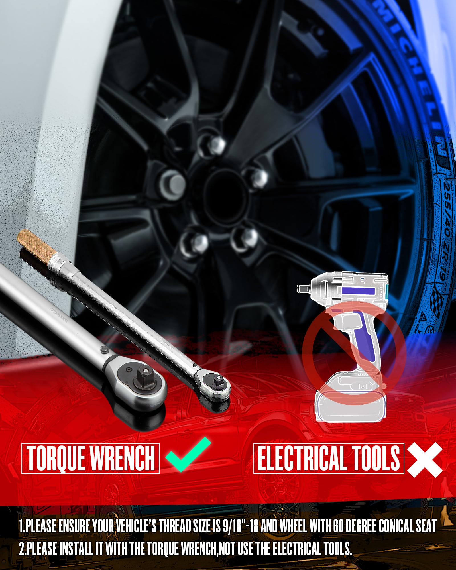 SUCOSO 3/4 inch socket tool with lug nuts showing included installation aid