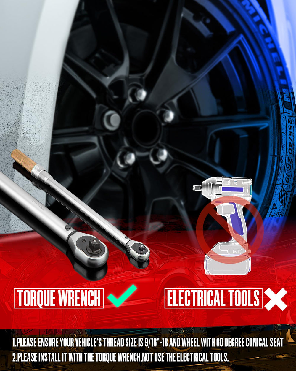 SUCOSO 3/4 inch socket tool with lug nuts showing included installation aid
