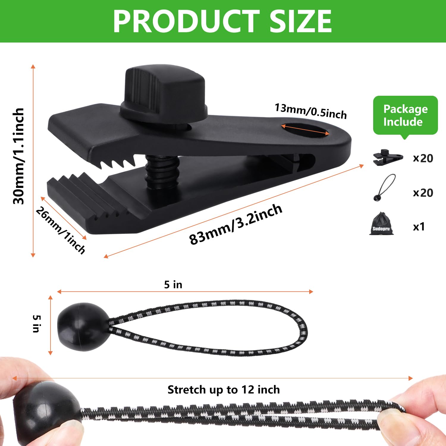 Sudopru clip closeup with screw-tension detail ensuring a firm locked grip on fabric