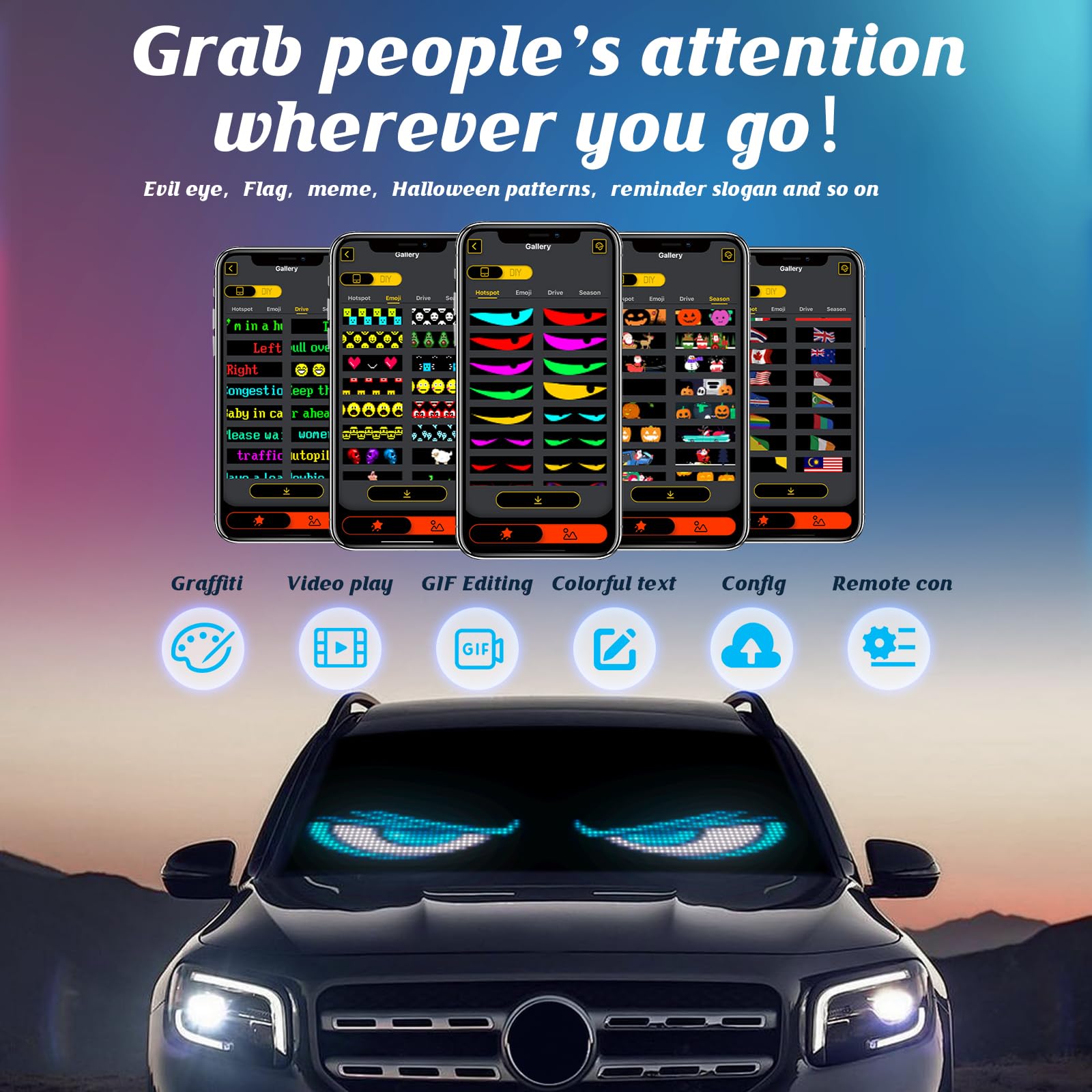 sulmeyhub Devil's Eye app control screen showing custom message creation benefit