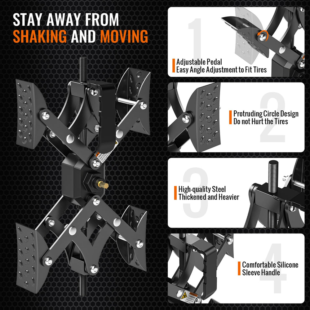 Sulythw close-up of ribbed pedal to show tire-grip texture and slip resistance benefit