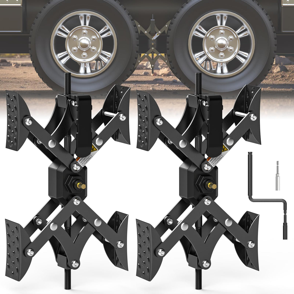 Sulythw front view of both stabilizers showing durable construction and quick setup benefit