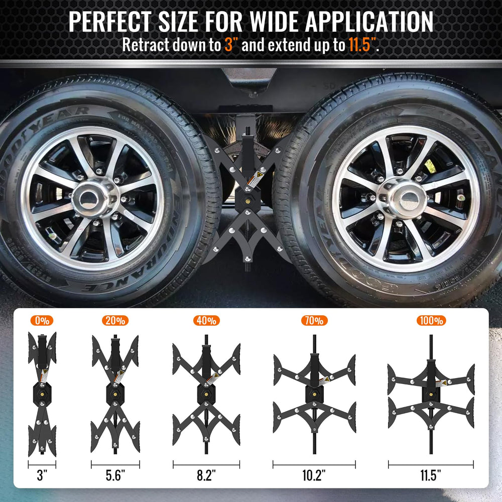 Sulythw installed between tandem tires reducing rocking and improving campsite stability