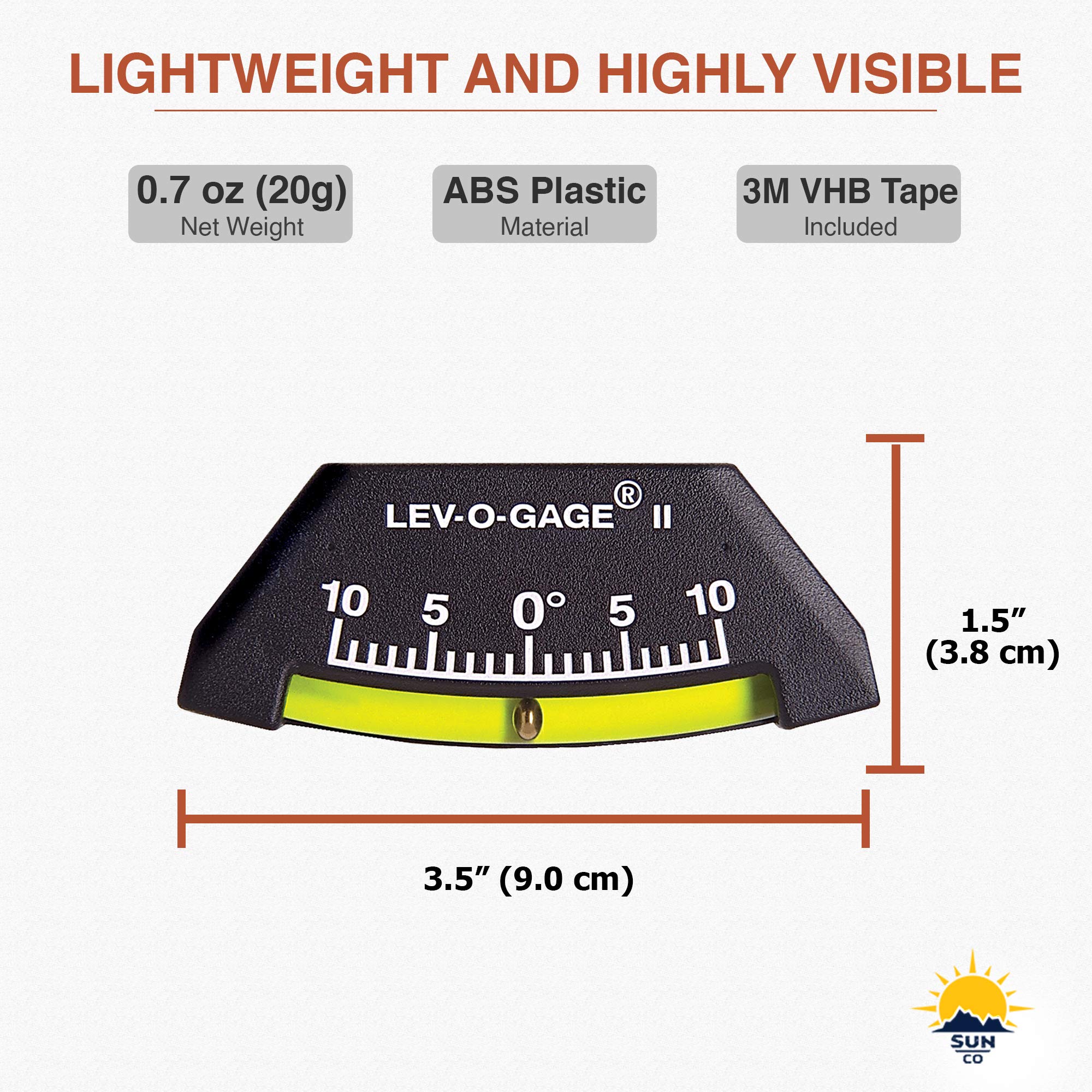Sun Company lev-o-gage II in campsite scene helping fast, accurate setup of a camper