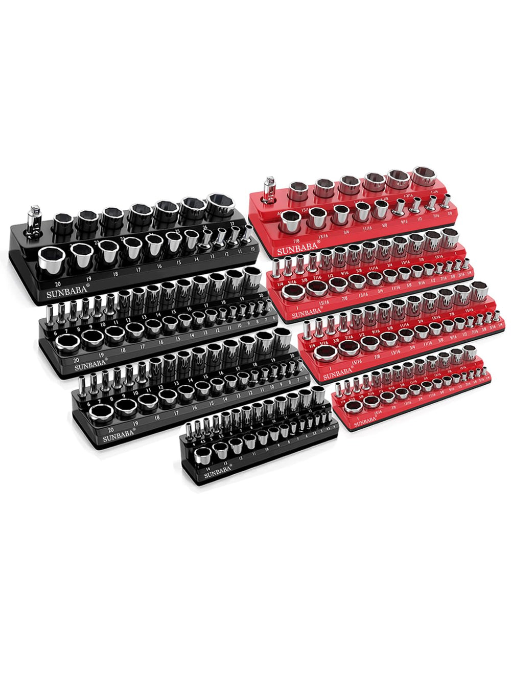 SUNBABA front view of 8-piece tray kit showing organized layout and capacity