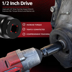 Sunluway socket beside ruler for scale indicating deep-reach design for pulley damper access