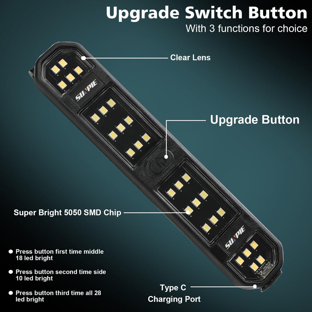 SUNPIE clip mounted on visor providing quick-access interior lighting