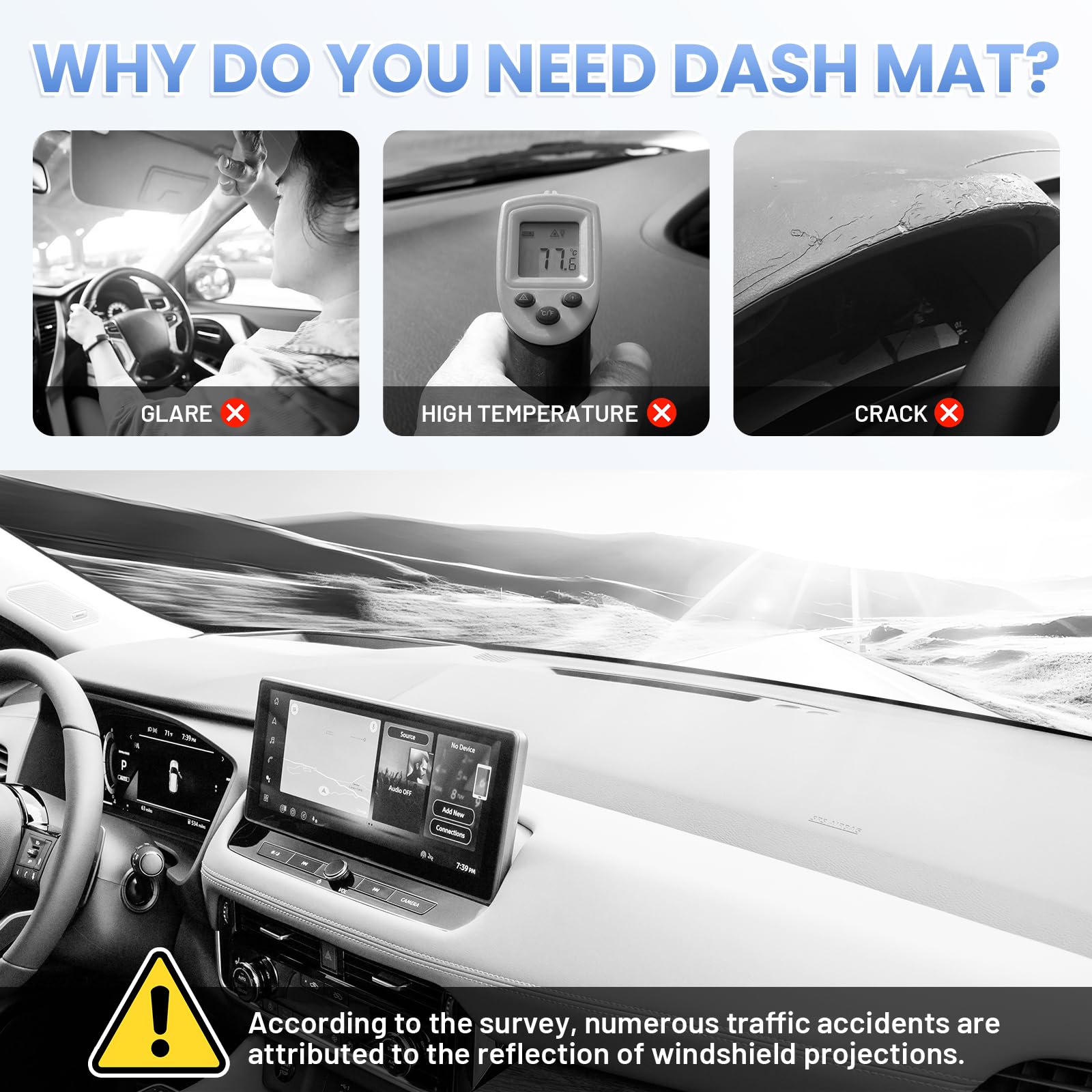 Sunsdrew precise cutouts at vents and sensors preserving dashboard function and airflow