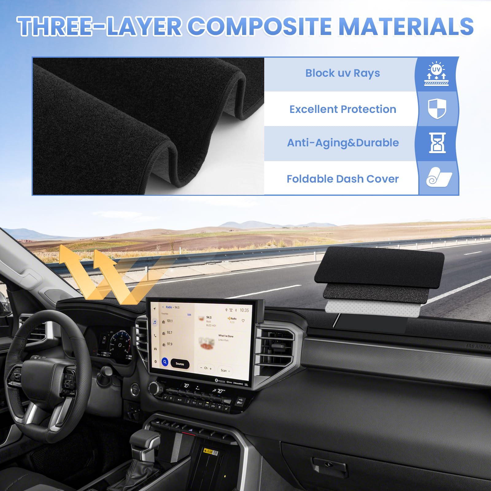 Sunsdrew detail by steering wheel showing vent clearance and safe fit