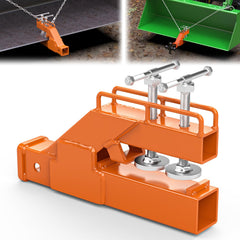 SUNSHINE FARMRE front view of clamp-on hitch showing robust 2" receiver and visibility benefit