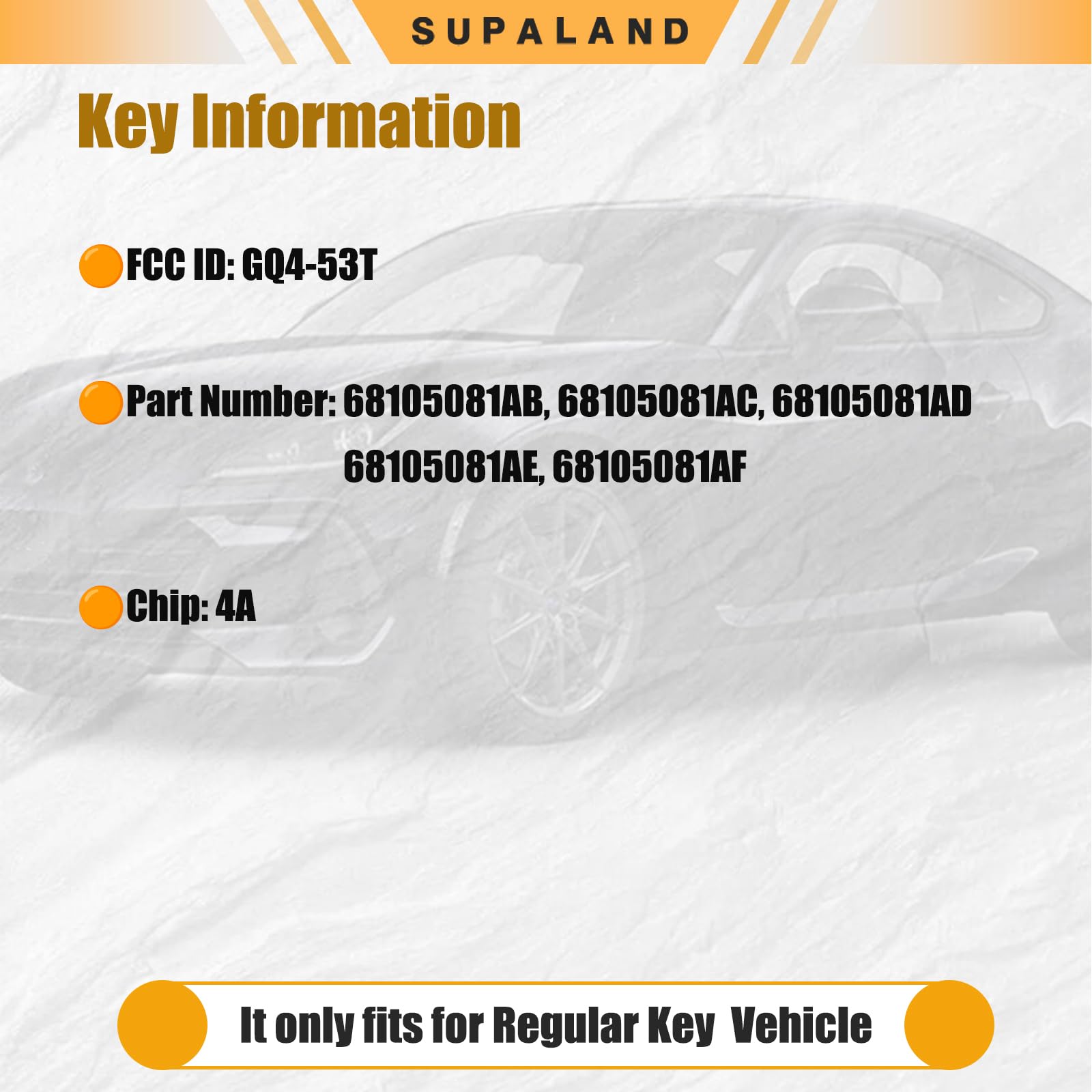 SUPALAND key fob back label showing FCC ID and part number for verification
