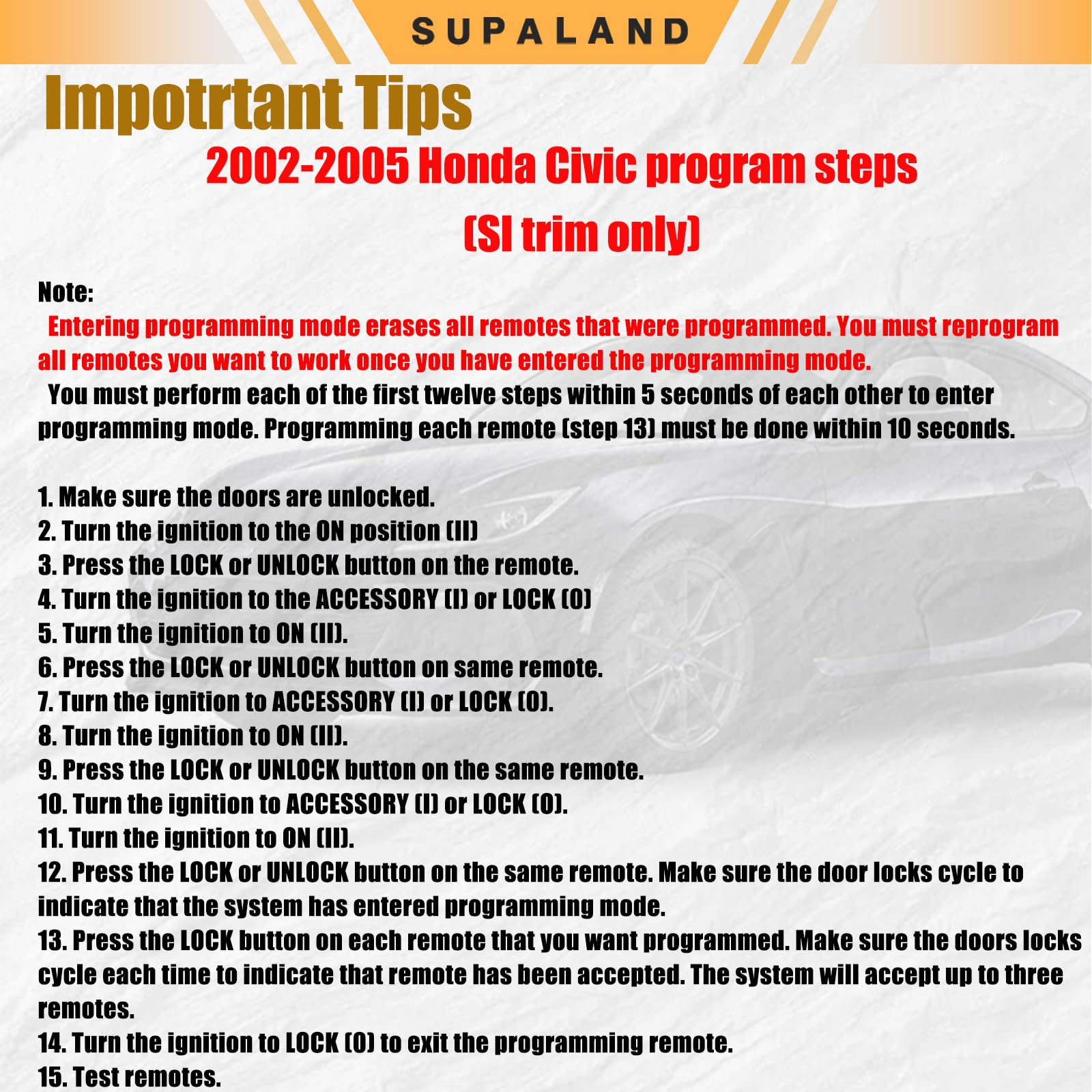 SUPALAND battery preinstalled in fob for immediate programming and convenience