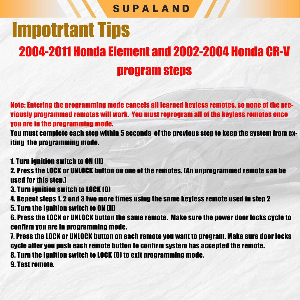 SUPALAND blank key blade included to be cut for car door and ignition access